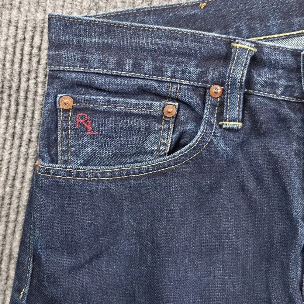 Polo Ralph Lauren 018 Slim Straight NY Jeans Mens 30x30 Dark Wash Blue RL Logo